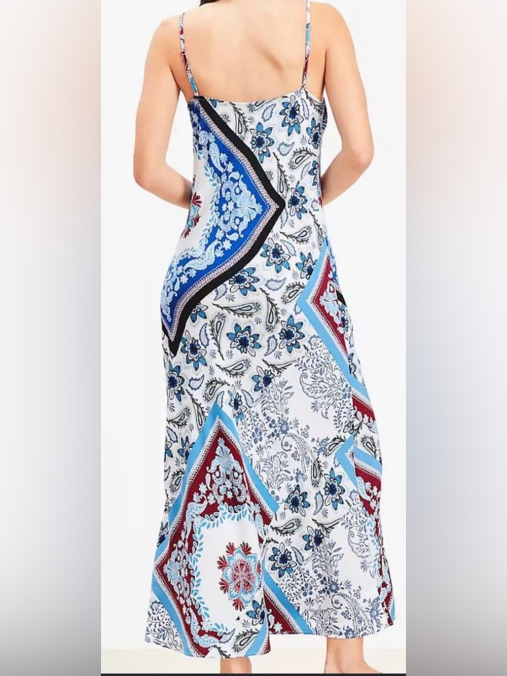 LOFT Blue, White & Red Floral Maxi Slip Dress - Picture 3 of 9